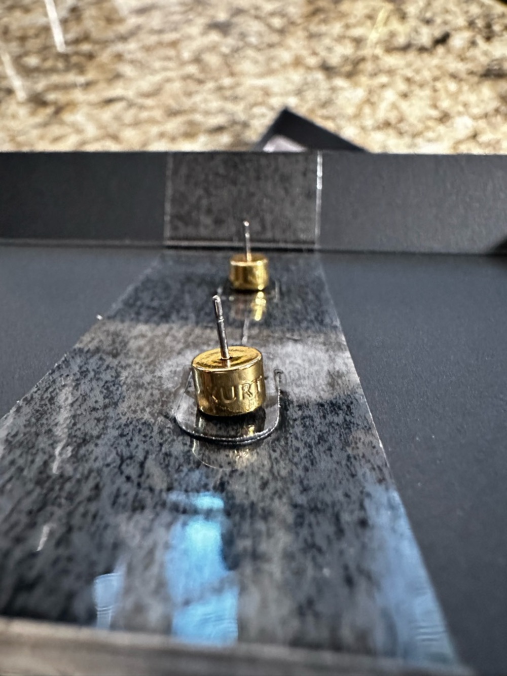 Kurt Geiger Gold Accent Black Crystal Stud Earrings - Picture 6 of 8